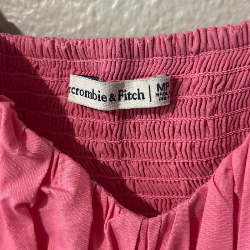 Abercrombie & Fitch Hot Pink Tiered Ruffle-Sleeve Dress - Picture 2 of 2